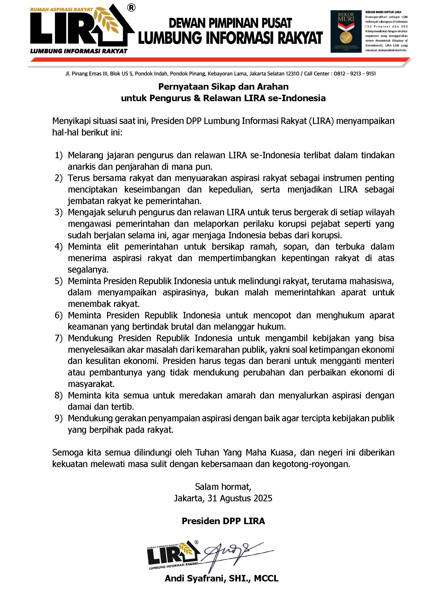 Pernyataan SIkap Demo DPR